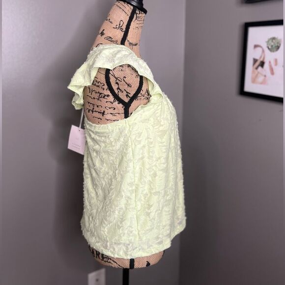 4/$25 LC Lauren Conrad bright neon textured tank top ruffle xs summer travel - Picture 5 of 6